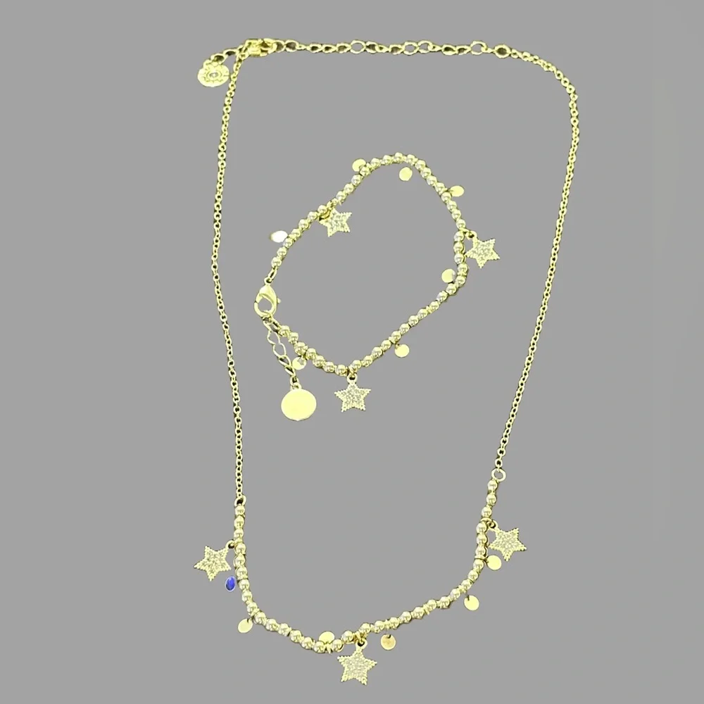 Girls necklace and bracelet‎ set. LMTS Beaded and crystal star design